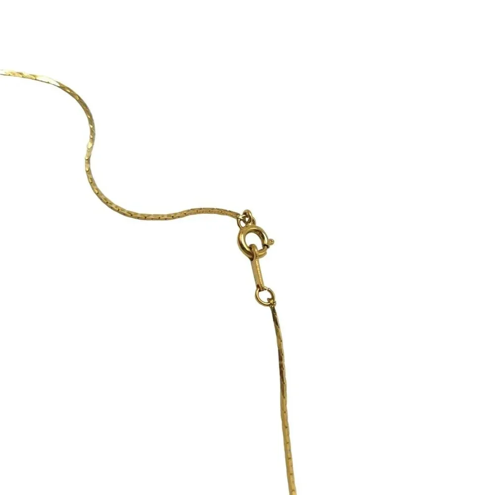 Textured Coiled Spiral Beads Station Chain Long Necklace Gold Tone Vintage